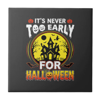 It's Never Too Early for Halloween Haunted House Ceramic Tile