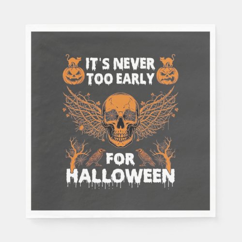Its Never Too Early Halloween Skull Vine Wings_1 Napkins