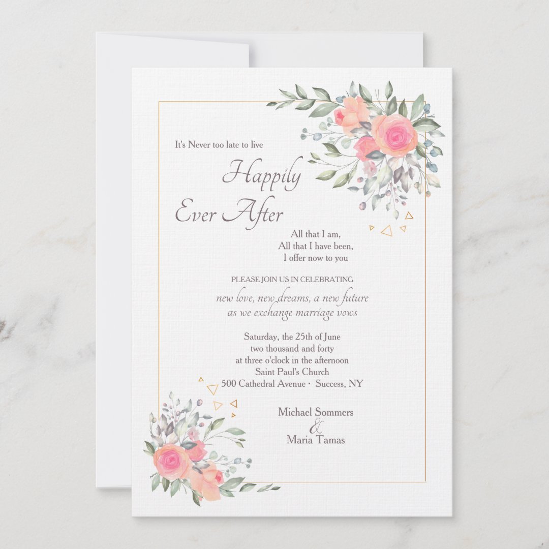 It's Never Too Late Second Wedding Invitation | Zazzle