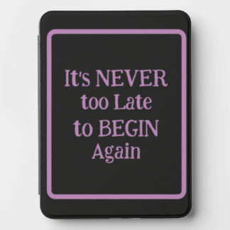 "It's Never Too Late to Begin Again" Phrase Purple Kindle Cover