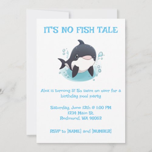 Its No Fish Tale Kids Birthday Invitation