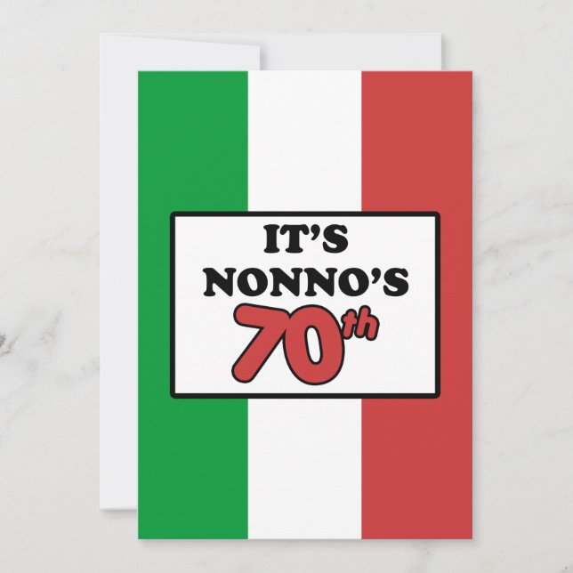It's Nonno's 70th Birthday Italian Flag Invite (Front)