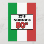 It's Nonno's 80th Birthday Italian Flag Invite<br><div class="desc">It's Nonno's 80th Birthday invite featuring the colors of the flag of Italy. Celebrate an Italian grandfather's eightieth birthday! This green,  white and red invite is perfect to get everyone in a party mood for their favorite Italian grandpa. Great for an 80th milestone family party.</div>