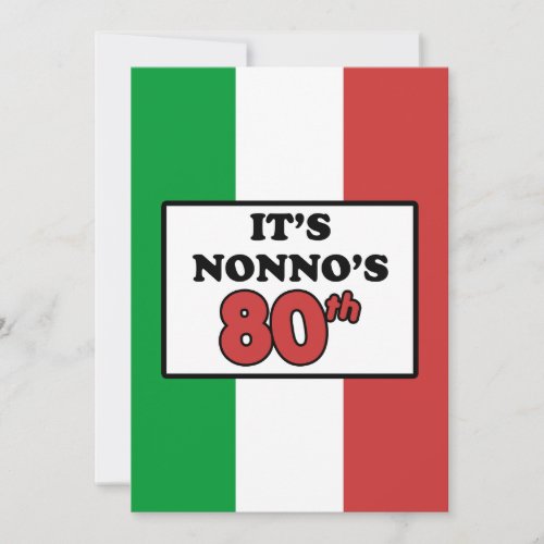 Its Nonnos 80th Birthday Italian Flag Invite