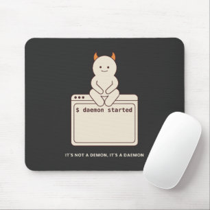 It's Not a Demon It's a Daemon Funny Linux Black Mouse Pad