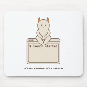It's Not a Demon It's a Daemon Funny Linux White Mouse Pad