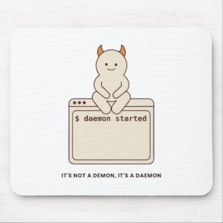 It's Not a Demon It's a Daemon Funny Linux White Mouse Pad