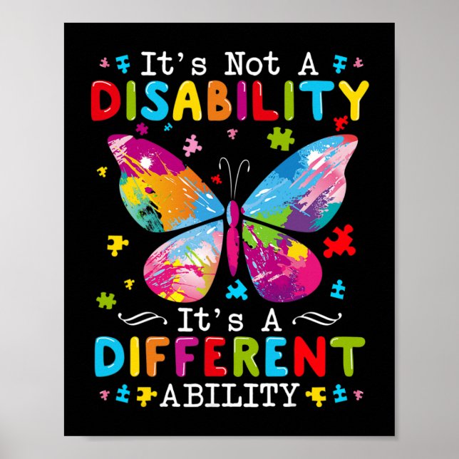 It's Not A Disability It's A Different Ability  Poster (Front)