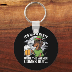 It's Not A Party Until Dachshund Irish Beer Wiener Keychain