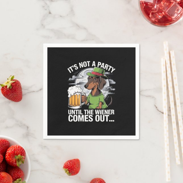 It's Not A Party Until Dachshund Irish Beer Wiener Napkins (Insitu)