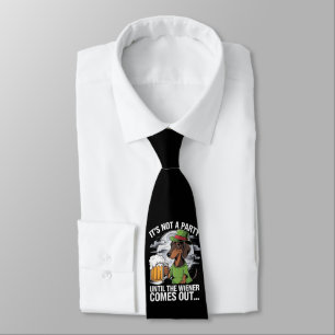 It's Not A Party Until Dachshund Irish Beer Wiener Neck Tie