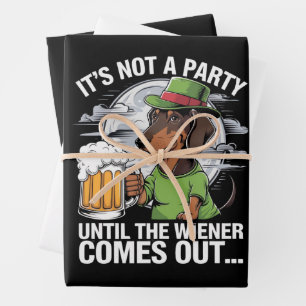 It's Not A Party Until Dachshund Irish Beer Wiener Wrapping Paper Sheets
