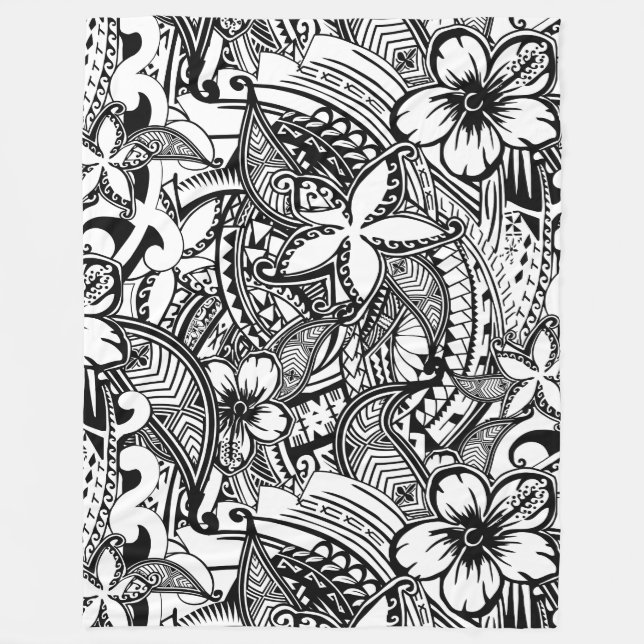 It's Not Always Black Or White Polynesian Tattoos Fleece Blanket (Front)
