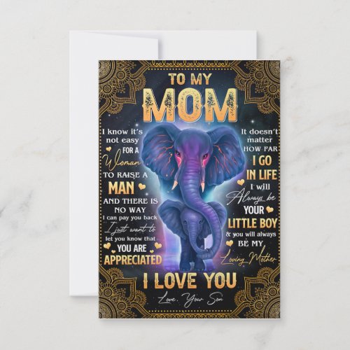 Its Not Easy For A Woman To Raise A Man _ To Mom  Thank You Card