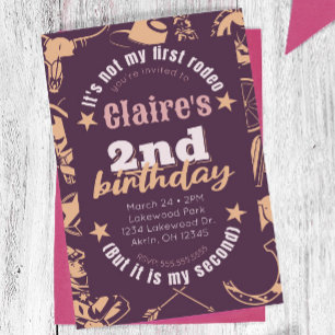 "It's Not My First Rodeo" Cowgirl 2nd Birthday Invitation