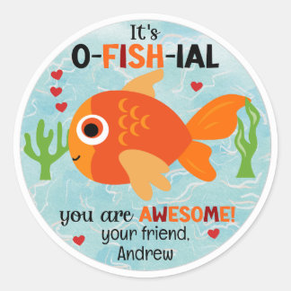 It's O-FISH-IAL Fish Valentine's Stickers