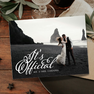 It's Official Elopement Photo Announcement Postcard