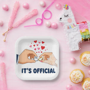 It's Official Wedding Engagement Paper Plates