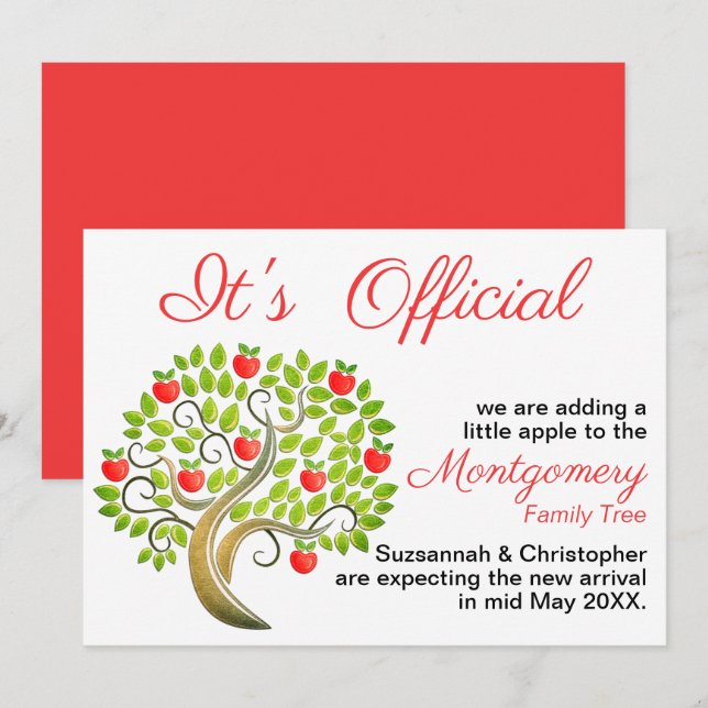 It's Official We're Expecting Apple Tree Template (Front/Back)