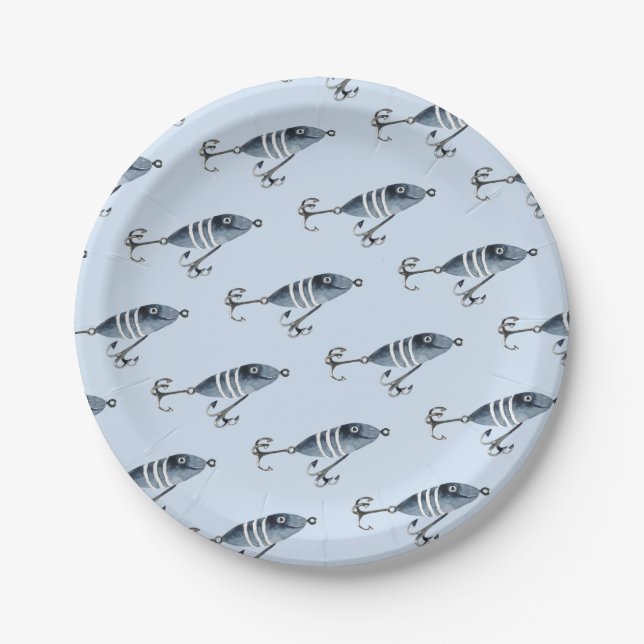 It's O'fishal Fishing Boy Birthday Paper Plates (Front)