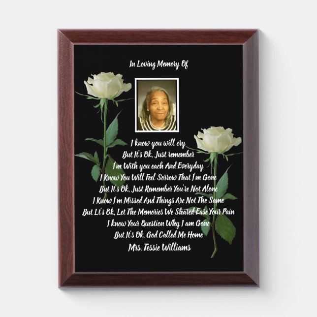 It's Ok Memorial  Award Plaque (Vertical)