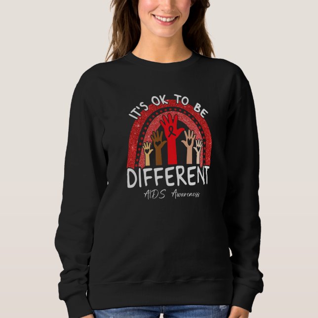 It's Ok To Be Different AIDS Awareness Red Rainbow Sweatshirt (Front)
