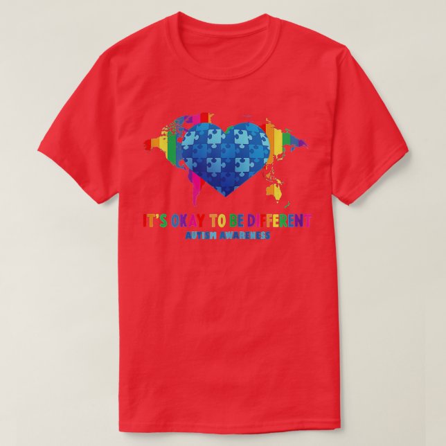 Its Ok To Be Different Autism Awareness Acceptance T-Shirt (Design Front)