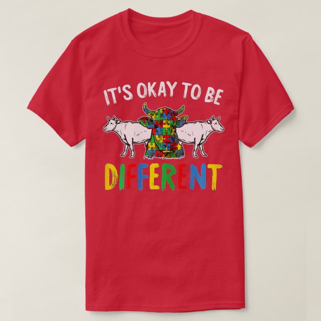 Its Ok To Be Different Autism Awareness Cute Cow K T-Shirt (Design Front)
