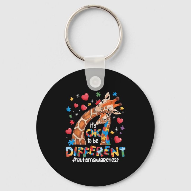 It's Ok To Be Different Autism Awareness Cute Gira Keychain (Front)