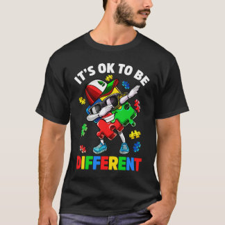 Its Ok To Be Different Autism Awareness Dabbing Pu T-Shirt