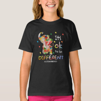 It's ok to be Different Autism Awareness Elephent T-Shirt