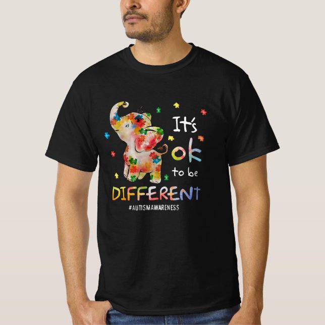 It's ok to be Different Autism Awareness Elephent  T-Shirt (Front)