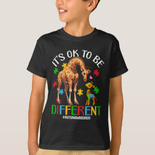 Its Ok To Be Different Autism Awareness Giraffe Lo T-Shirt