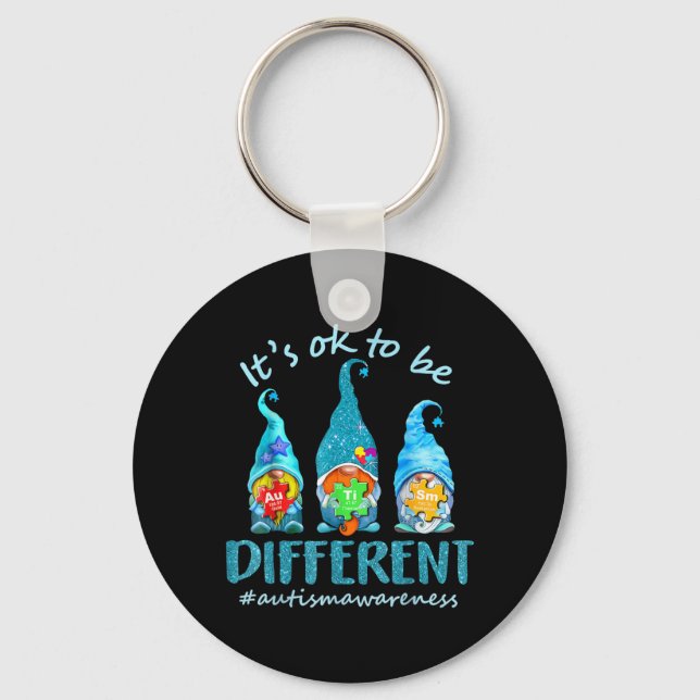 It's Ok To Be Different Autism Awareness Gnomes  Keychain (Front)