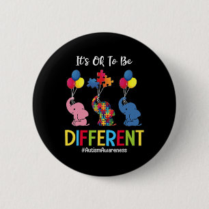 It's Ok To Be Different Autism Awareness Kids Boys Button