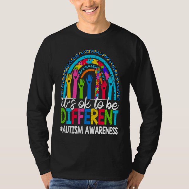 It's Ok To Be Different Autism Awareness Leopard R T-Shirt (Front)