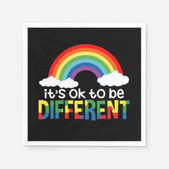 It's Ok To Be Different Autism Awareness Napkins (Front)