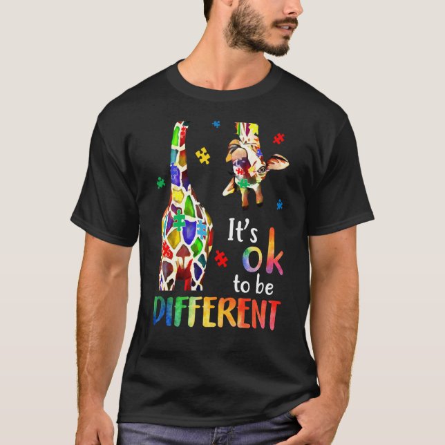 Its Ok To Be Different Autism Awareness Puzzle Pie T-Shirt (Front)