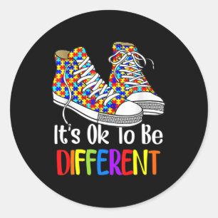 It's Ok To Be Different Autism Awareness Puzzle Sh Classic Round Sticker