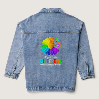 It's Ok To Be Different Autism Awareness Sunflower Denim Jacket