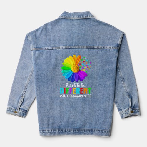 Its Ok To Be Different Autism Awareness Sunflower Denim Jacket