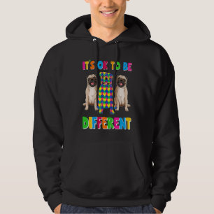 It's Ok To Be Different Autism Awareness Three Pug Hoodie
