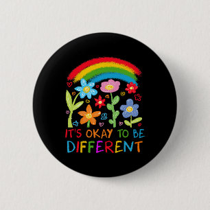Its Ok To Be Different Autism Rainbow Boho Neurodi Button