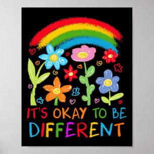 Its Ok To Be Different Autism Rainbow Boho Neurodi Poster
