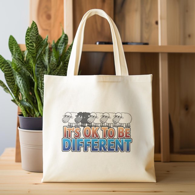 It's OK to be Different BLACK SHEEP Tote Bag (Custom Tote Bag)