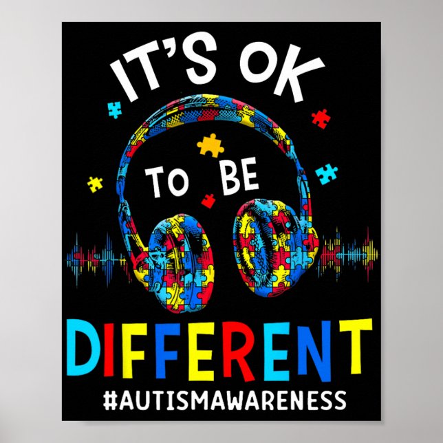 It's Ok To Be Different Cool Autism Awareness Game Poster (Front)