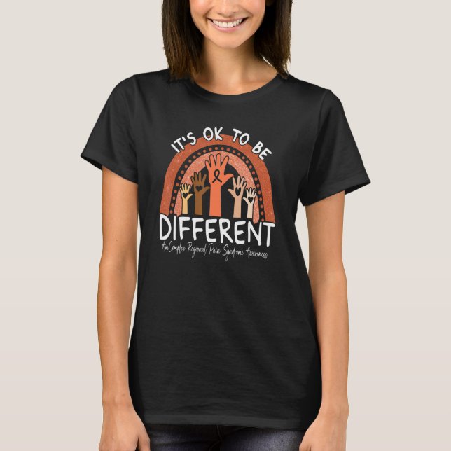It's Ok To Be Different CRPS Awareness Orange Rain T-Shirt (Front)