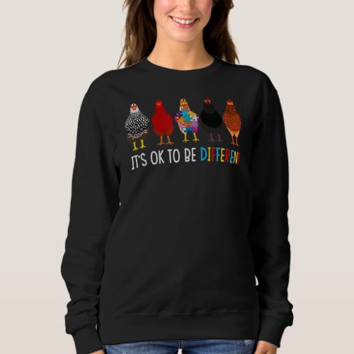 Its Ok To Be Different Cute Puzzle Chicken Autism Sweatshirt