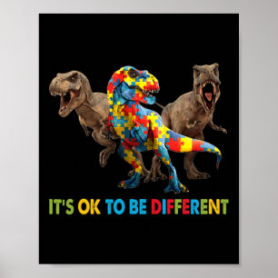 It's Ok To Be Different Dinosaur Autism Awareness Poster