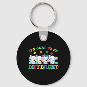 It's Ok To Be Different Elephant Autism Awareness Keychain